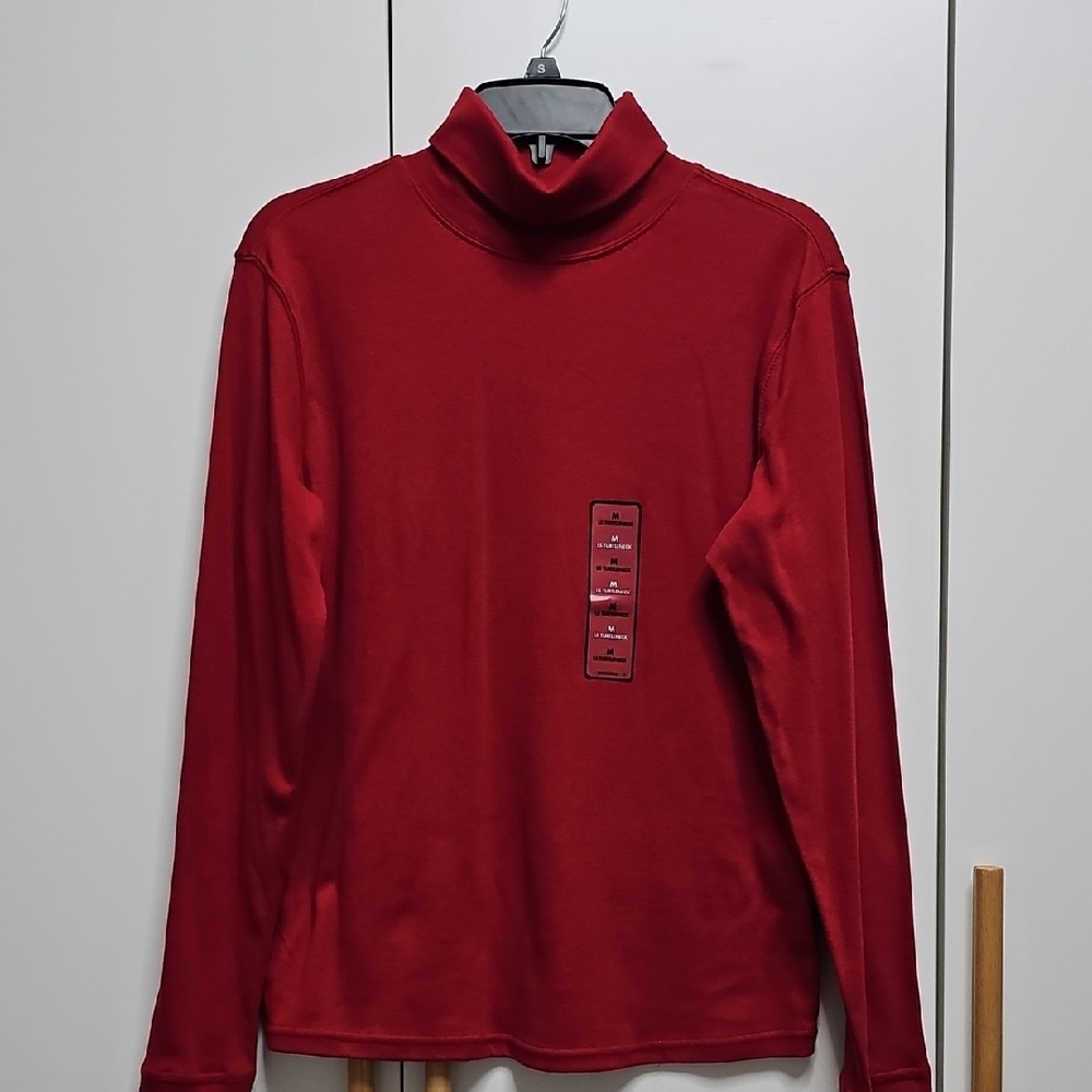 Basic Editions Red Cotton Turtleneck